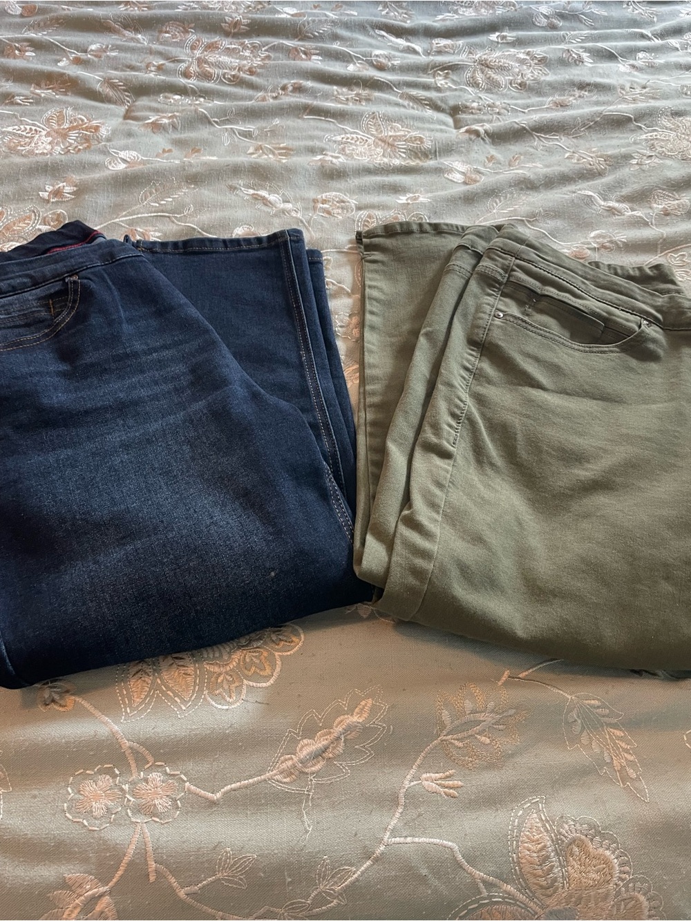 Two Pair Westbound Navy and Green Denim Jeans